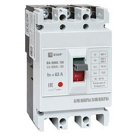 Выключатель автоматический 63А 3П трехполюсный ВА-99МL 18кА тип AC IP30 Basic mccb99-100-63mI EKF от поставщика КабельСпецСтрой