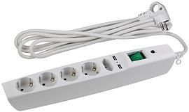 Сетевой фильтр 2 метра 5 гнезд/розеток 2xUSB, с заземлением 3x0,75мм2 со шторками с выключателем белый SFU-5es-2m-W ЭРА от поставщика КабельСпецСтрой Сетевой фильтр 2 метра 5 гнезд/розеток 2xUSB, с заземлением 3x0,75мм2 со шторками с выключателем белый SFU-5es-2m-W ЭРА от поставщика КабельСпецСтрой